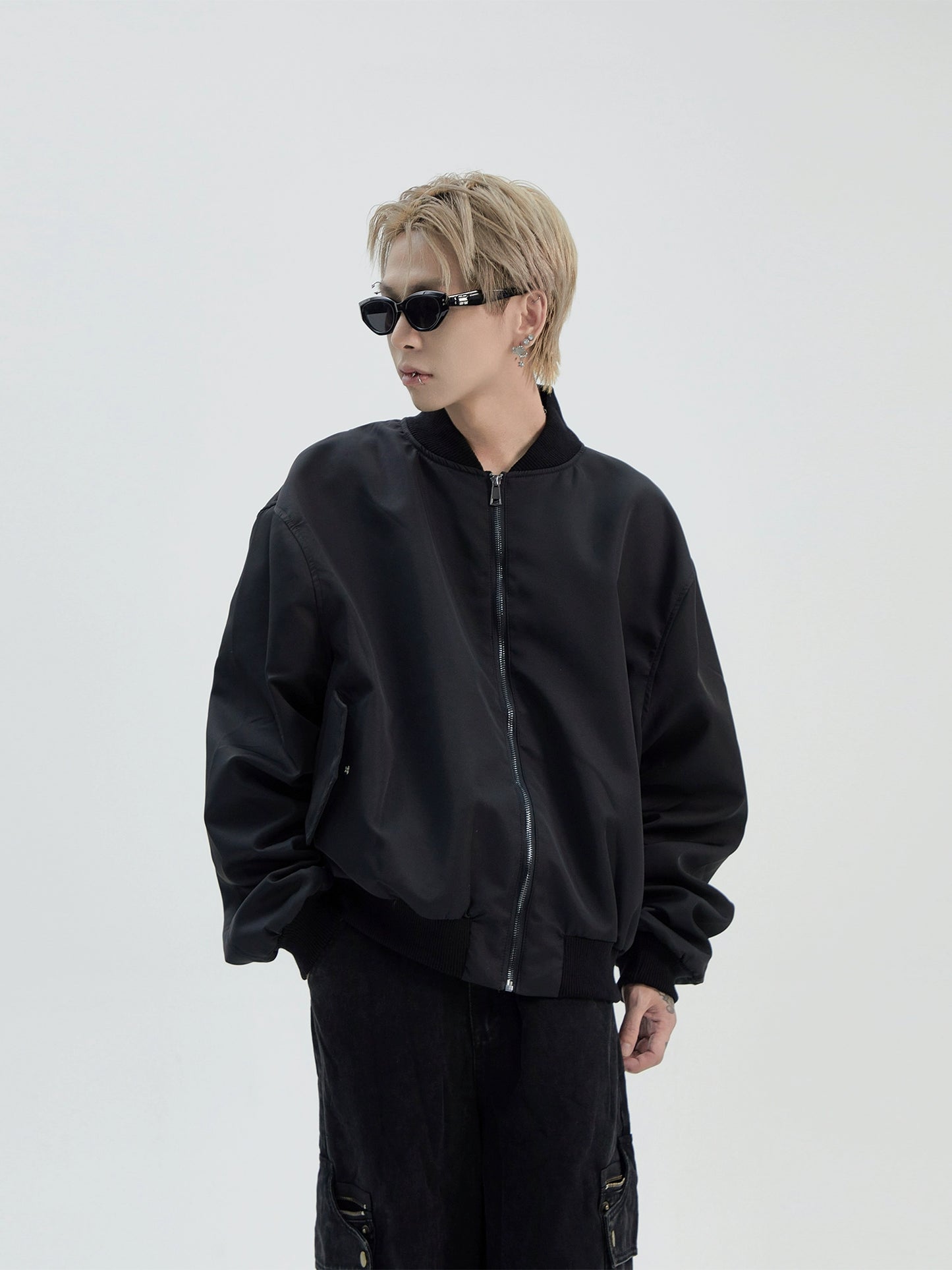 Oversize Zipper Flight Jacket WN8810