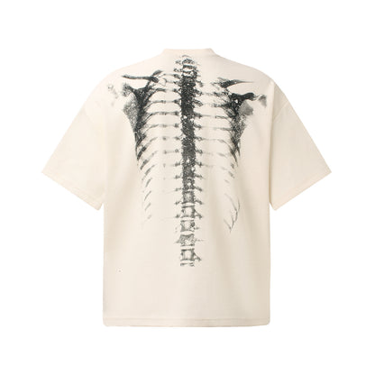 Skeleton Print Waffle Short Sleeve T-Shirt WN25913