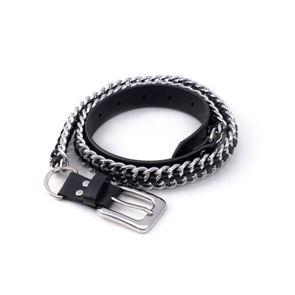 Metal Chain PU Leather Belt WN20946