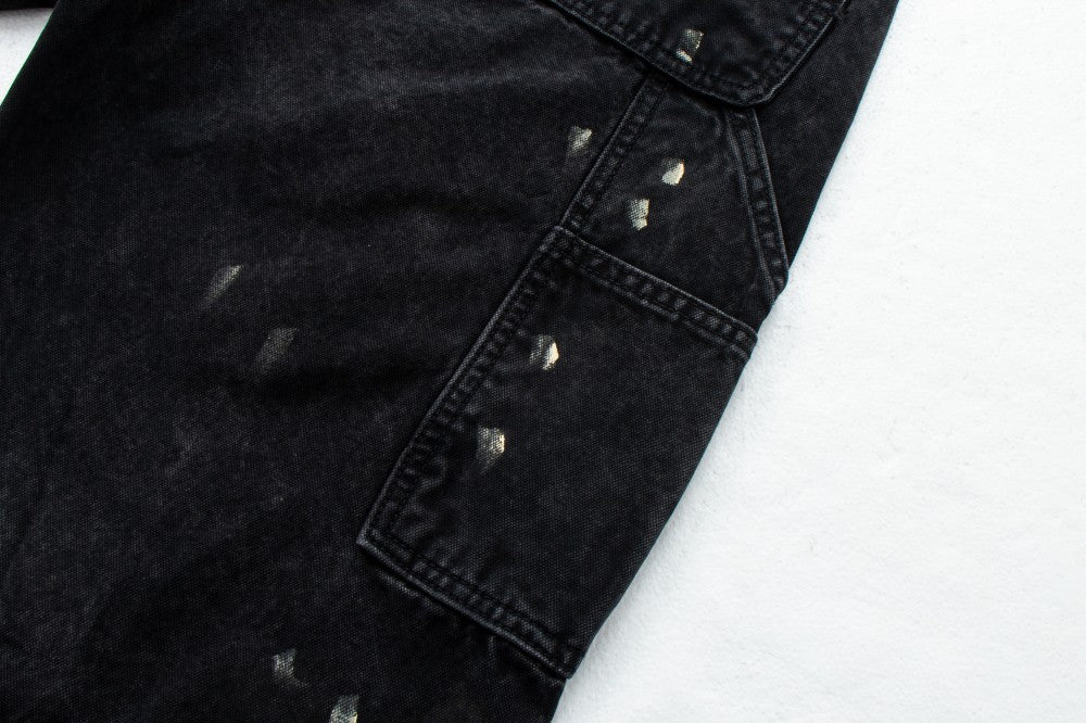 Paint Damage Cargo Straight Denim Jeans WN28093