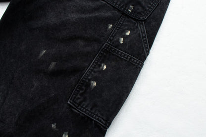 Paint Damage Cargo Straight Denim Jeans WN28093