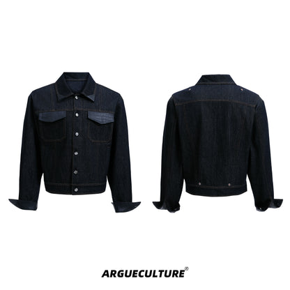 Crocodile Pattern PU Leather Mix Denim Jacket & PU Leather Mix Denim Jeans Setup WN20524