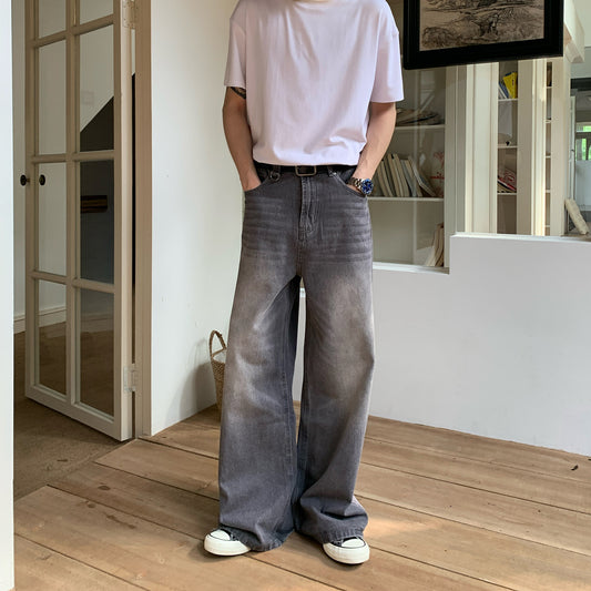 Washed Wide Leg Denim Jeans WN24964