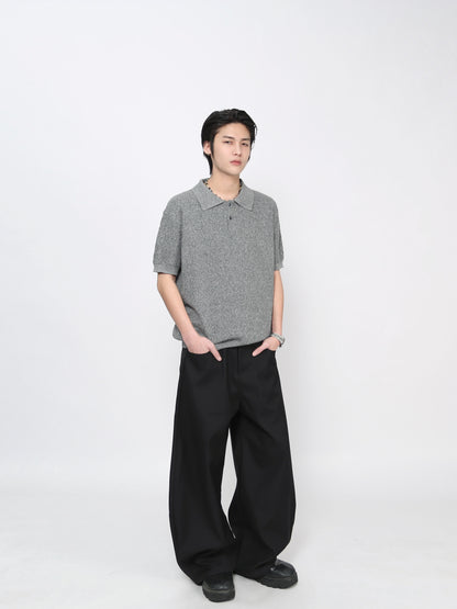 Melange Knit Polo Short Sleeve Shirt WN24488