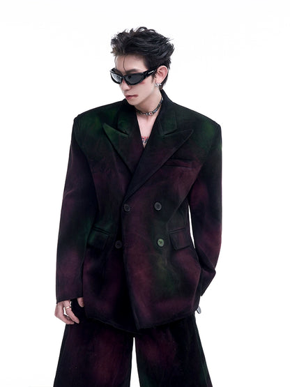 Wash Tie dye Double Breasted Tailored Jacket & Pants Setup WN8102