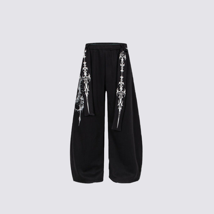 Art Graphic Strap Wide Leg Sweatpants WN27793