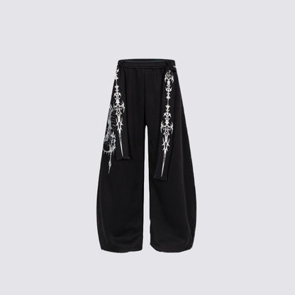 Art Graphic Strap Wide Leg Sweatpants WN27793