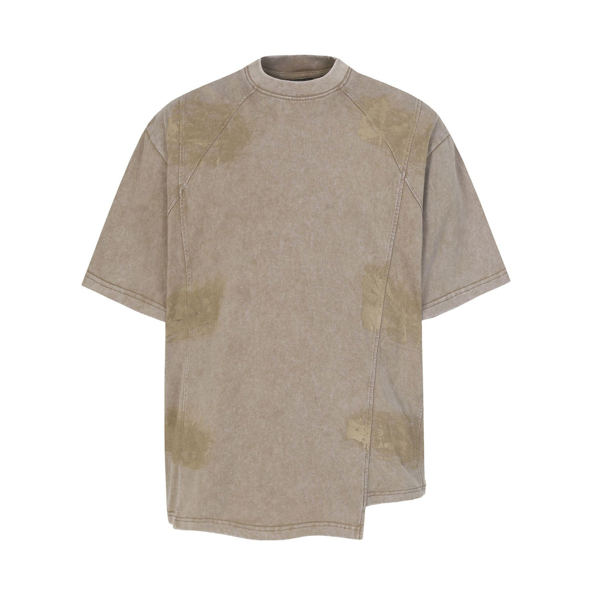 Washed Asymmetrical Panel Short Sleeve T-Shirt WN26953