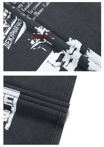 Washed Graphic Print Heavyweight Oversize Short Sleeve T-Shirt WN26234