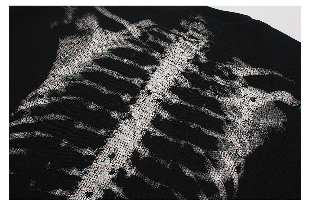 Waffle Skeleton Graphic Long Sleeve T-Shirt WN26491