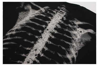 Waffle Skeleton Graphic Long Sleeve T-Shirt WN26491