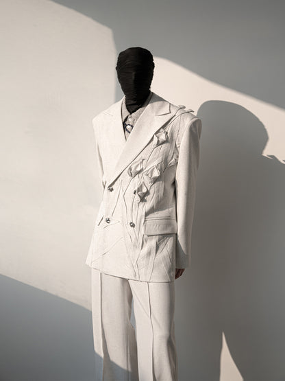 Handmade 3D Flower Tailored Jacket & Trousers Setup WN23646