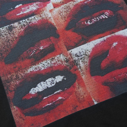 Lips Print Washed Oversize Short Sleeve T-Shirt WN18592