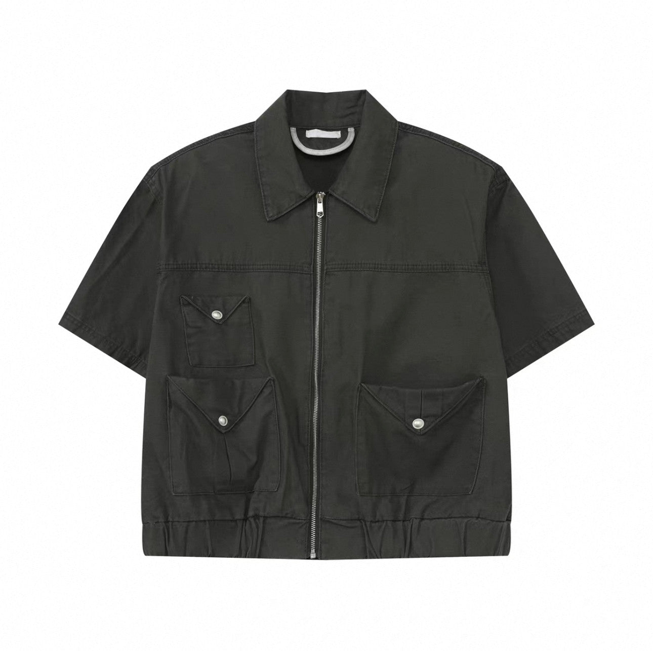 Pocket Short Sleeve Jacket & Wide Leg Cargo Pants Setup WN25342