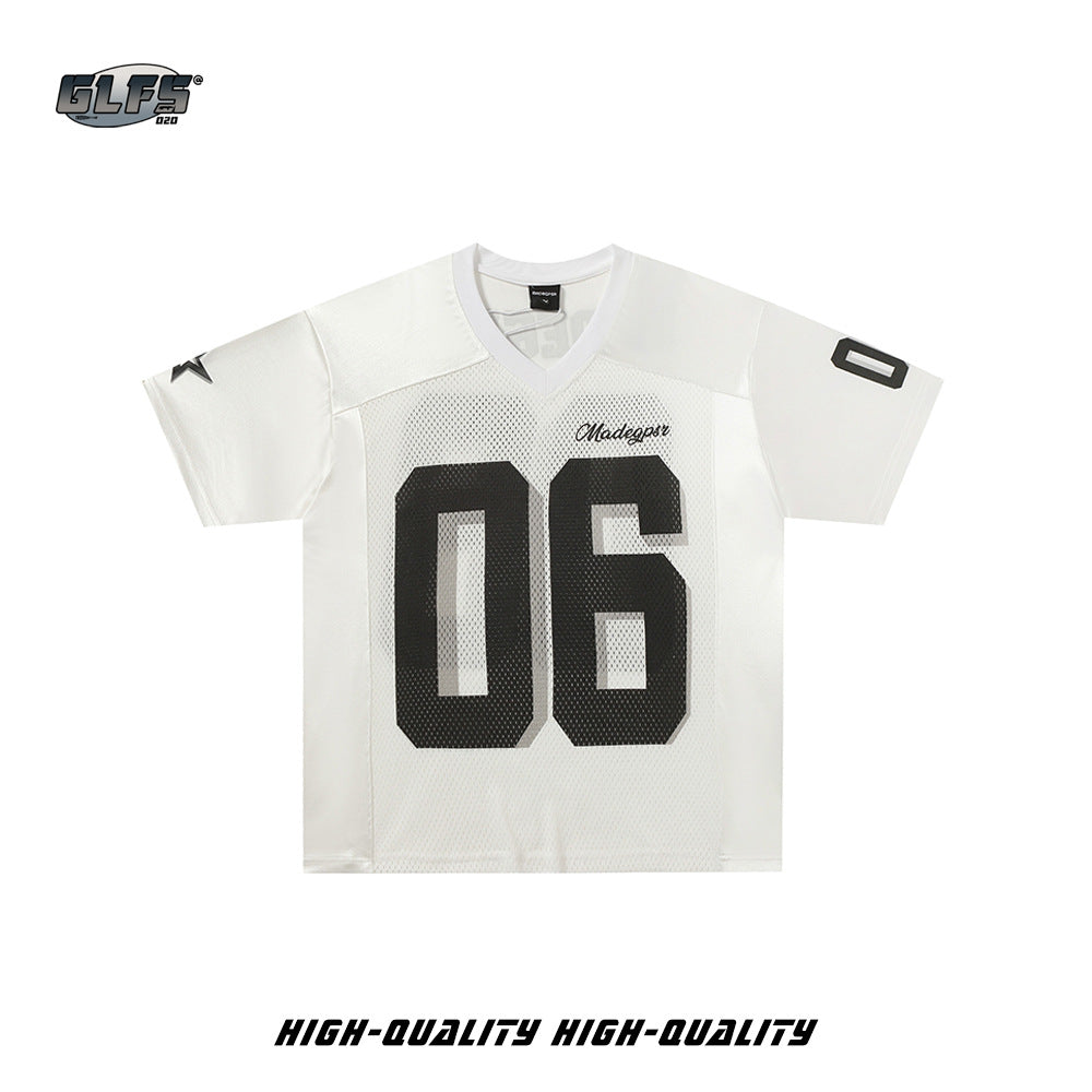Mesh Sporty Letter Short Sleeve T-Shirt WN26436