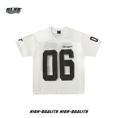 Mesh Sporty Letter Short Sleeve T-Shirt WN26436