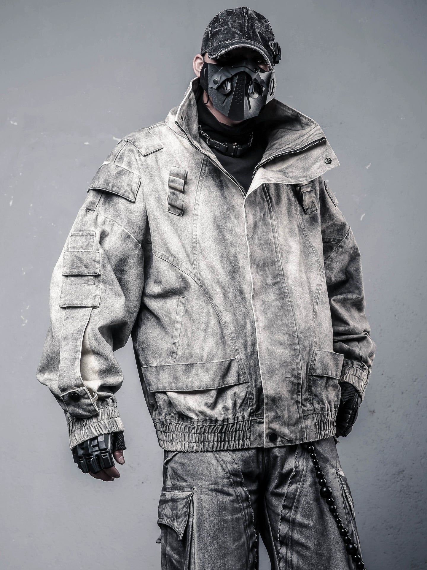 Damage Mix Wash Stand Neck Jacket WN22411