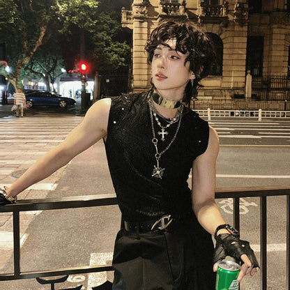 WN25098 Yang Yifan trendy brand necklace, versatile and personalized men's pendant, hip-hop street fashion, metal pendant, accessory for women WN25098
