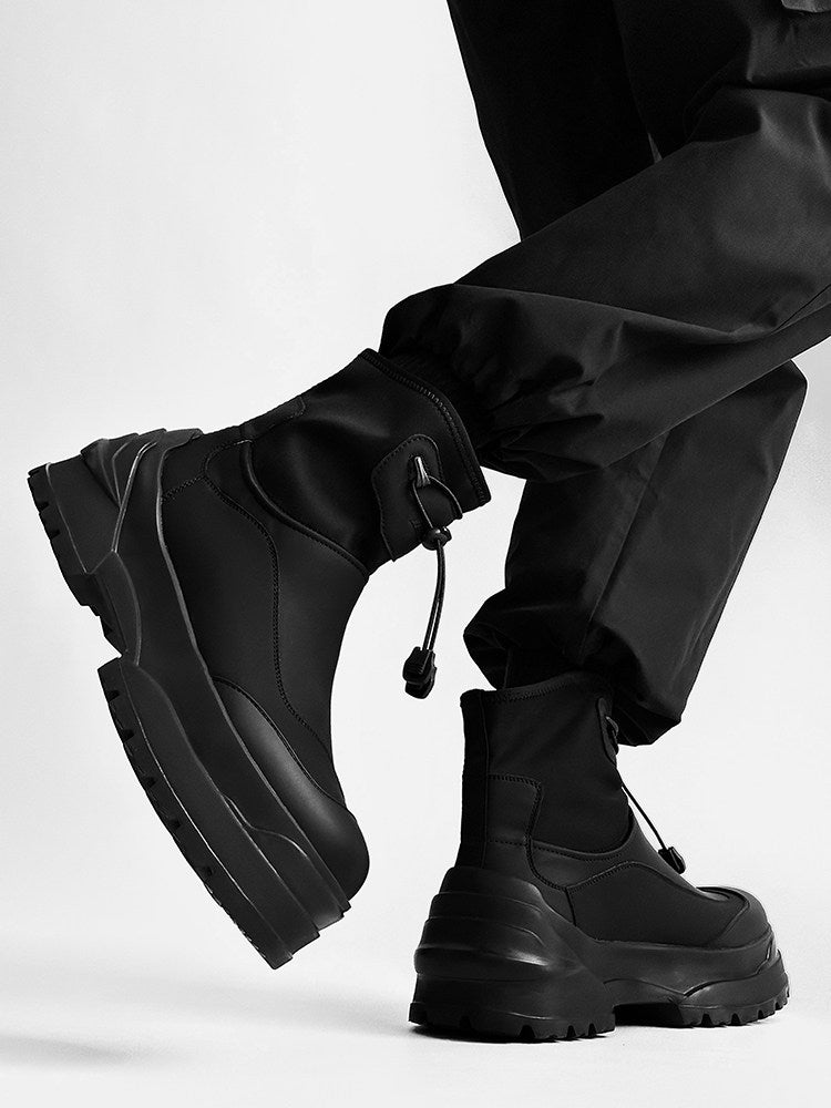 Matte Black Techwear Chunky Boots WN24499