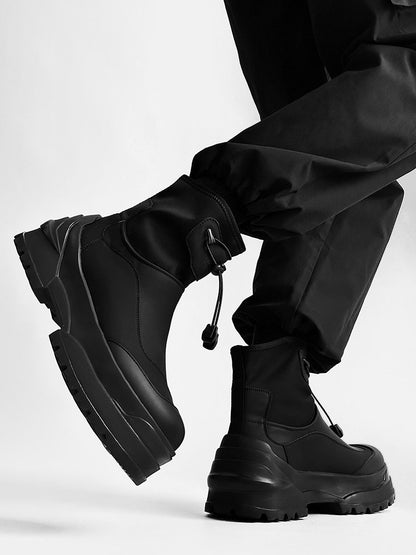 Matte Black Techwear Chunky Boots WN24499