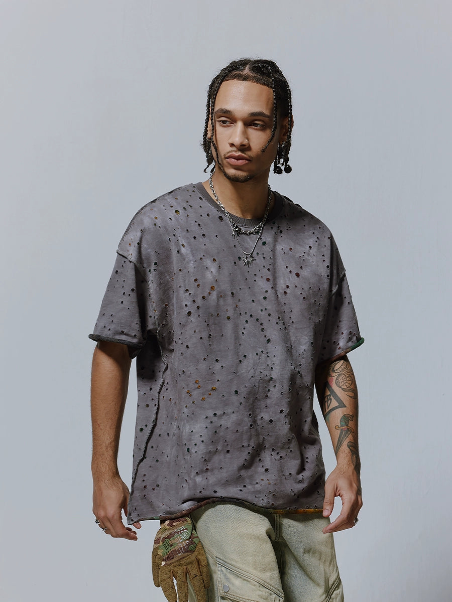 Washed Speckled Oversize Short Sleeve T-Shirt WN17592