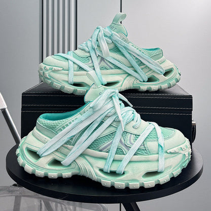 Mesh Rope Lace Chunky Sole Slip-On Shoes WN24685