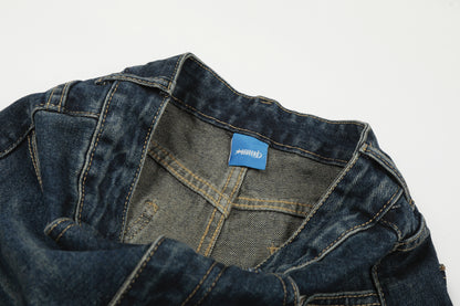 Washed Tribal Print Wide Leg Denim Jeans WN25507
