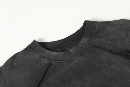 Washed Damage Raw Edge Short Sleeve T-Shirt WN23056