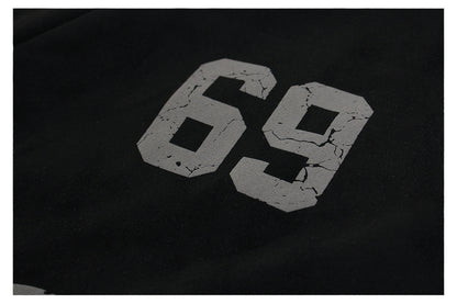Suede Panel Letter Print Zipper Hoodie WN26524