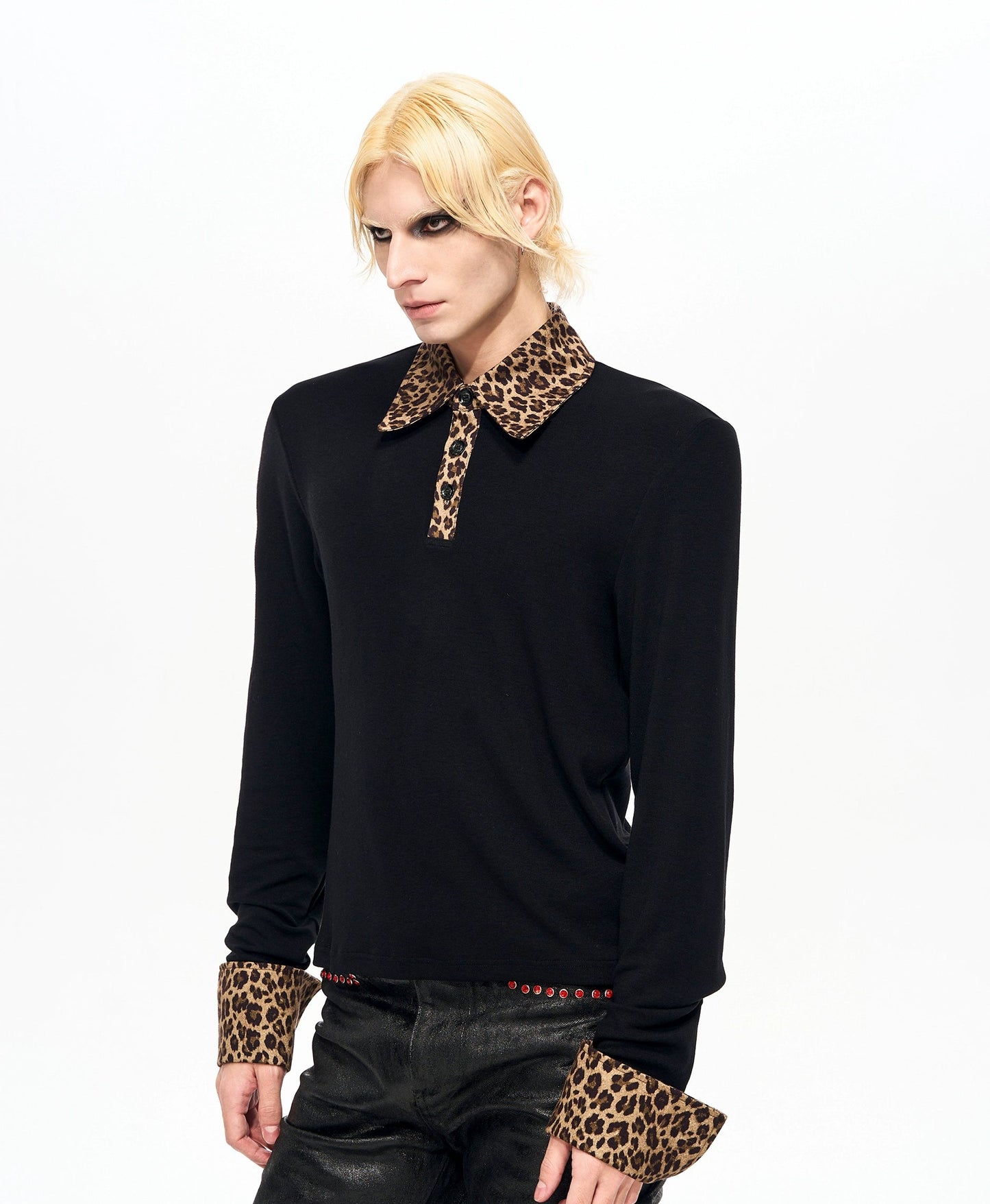 Leopard Polo Collar Long Sleeve T-Shirt WN22142