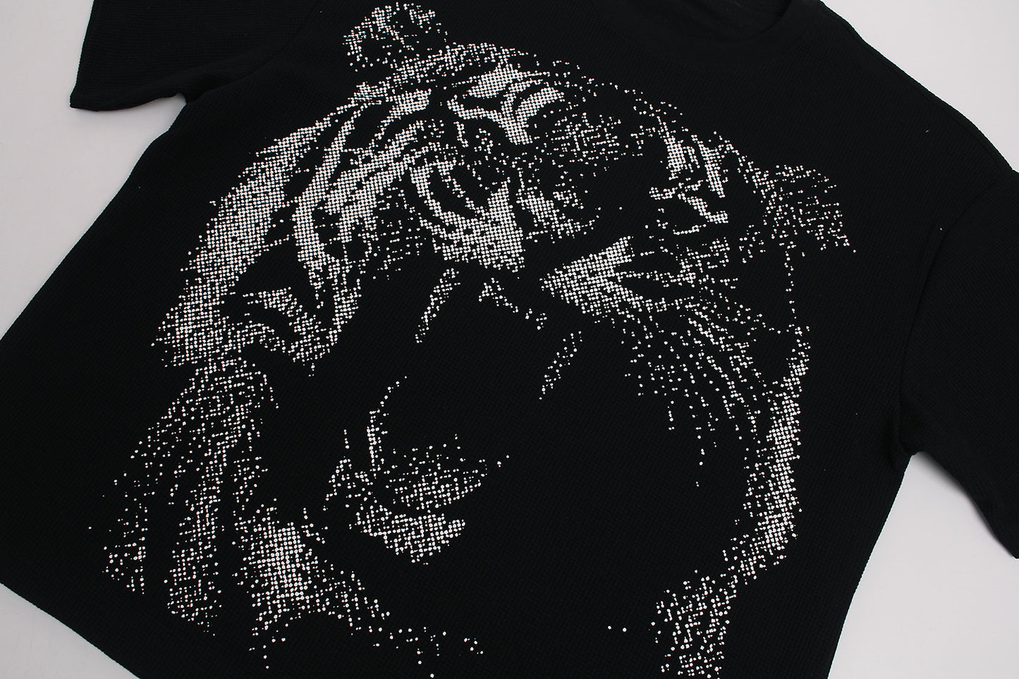 Graffiti Tiger Print Waffle Oversize Short Sleeve T-Shirt WN25898