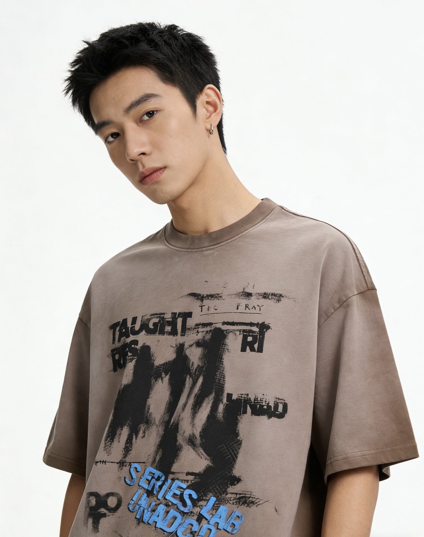 Dark Graffiti Print Short Sleeve T-Shirt WN25467