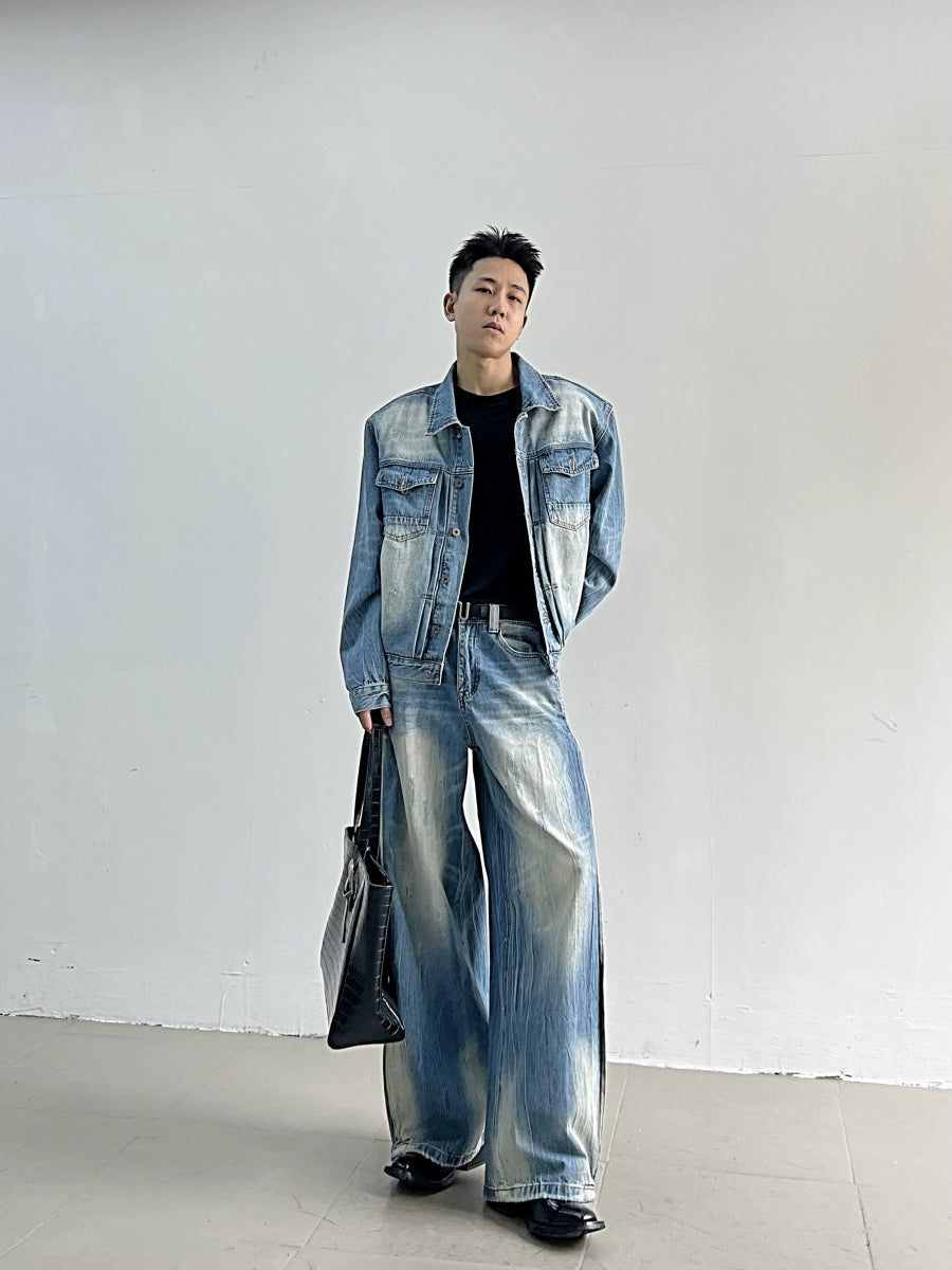 Denim Jacket & Wide-Leg Denim Jeans Setup WN11650