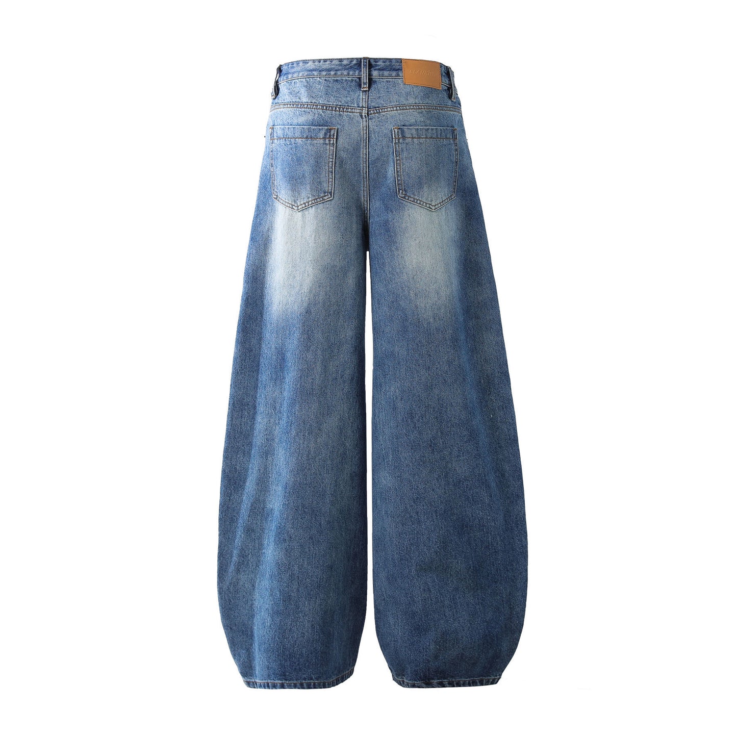 Deconstruction Whisker Curved Wide Leg Denim Jeans WN26161