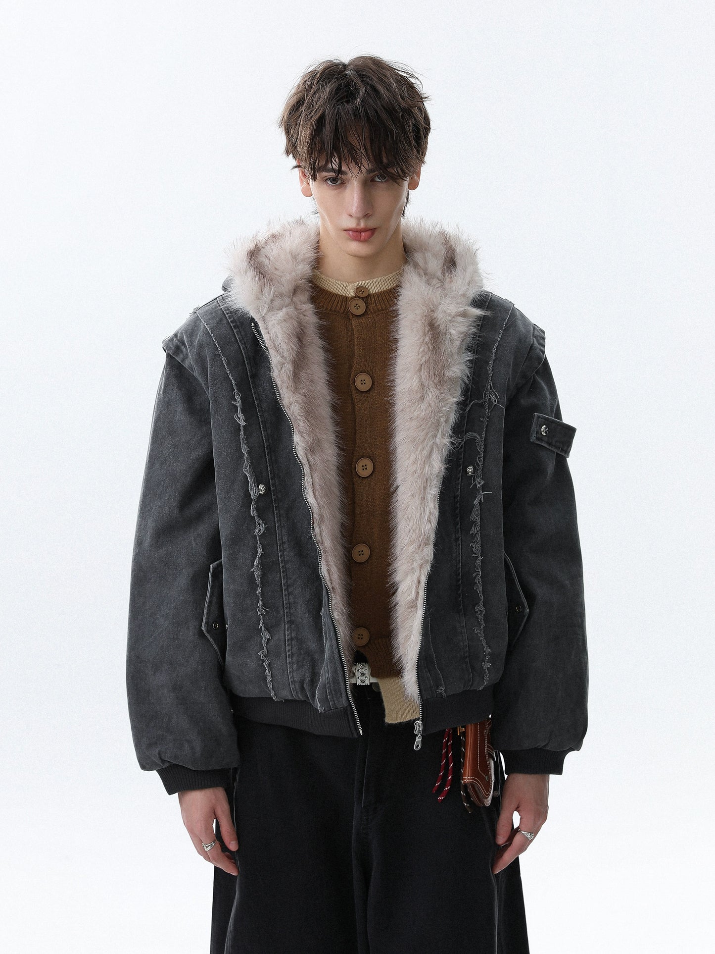 Colorblock Patch Thick Hooded Jacket WN22087