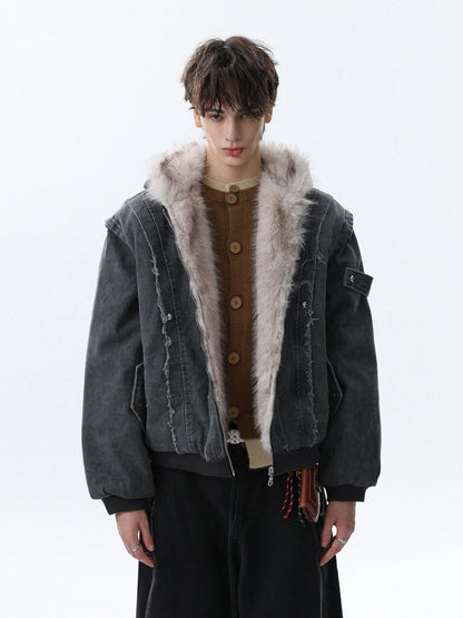 Colorblock Patch Thick Hooded Jacket WN22087