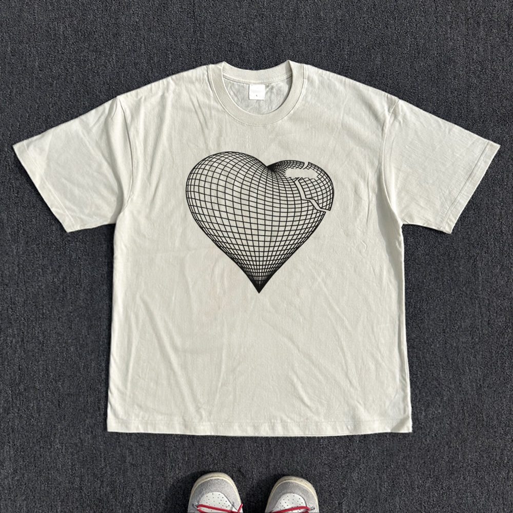Heart Line Art Design Short Sleeve T-Shirt WN15825