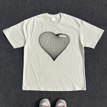 Heart Line Art Design Short Sleeve T-Shirt WN15825