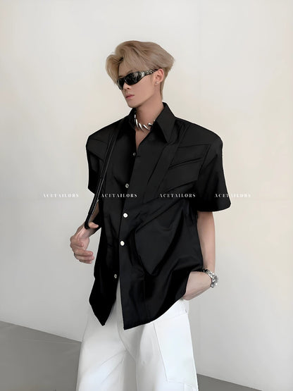 Deconstructed Shoulder-Pad Short Sleeve Shirt WN20060