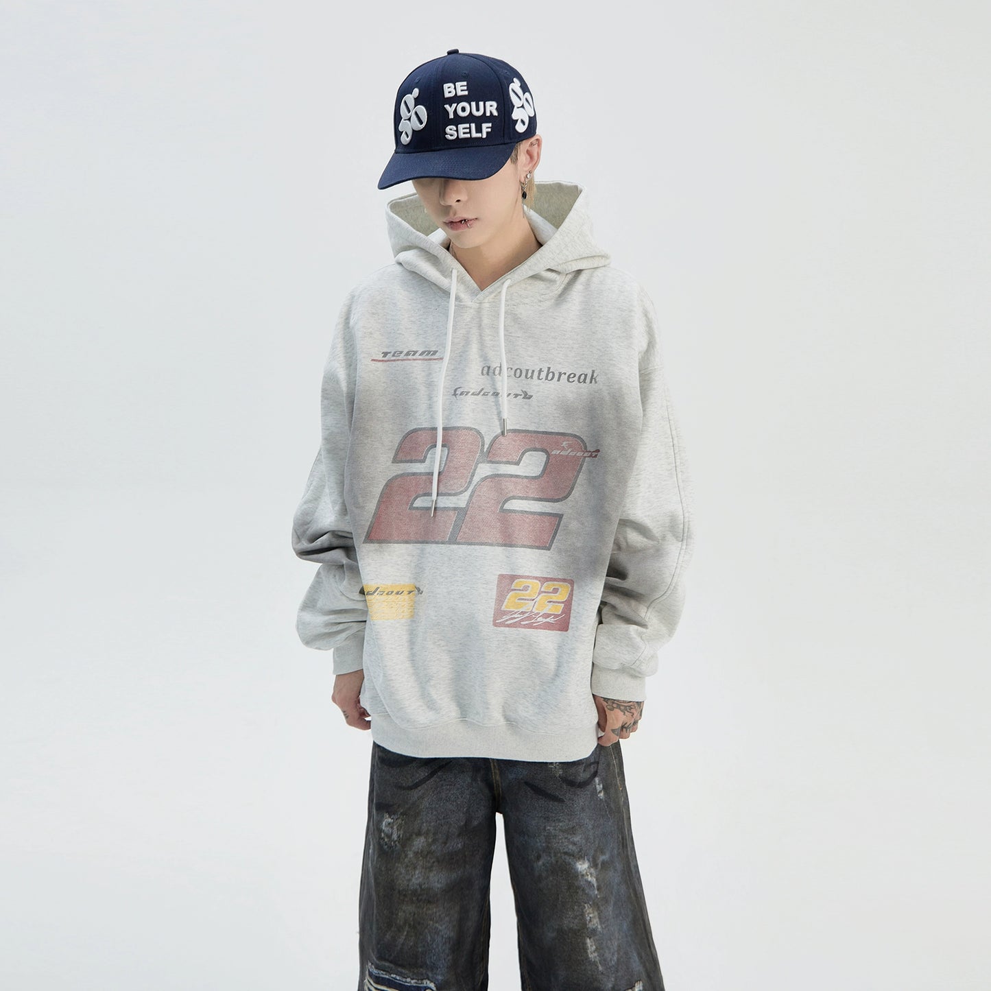 Dirty Letter Print Pullover Hoodie WN8836