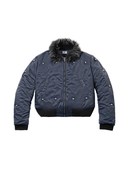 Cropped Detachable Fake Fur Collar Nylon Puffer Jacket WN27088