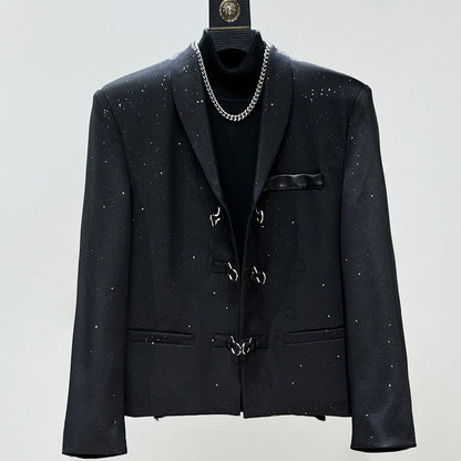 Star Button Short Tailored Jacket & Micro Flare Trousers Setup WN23968