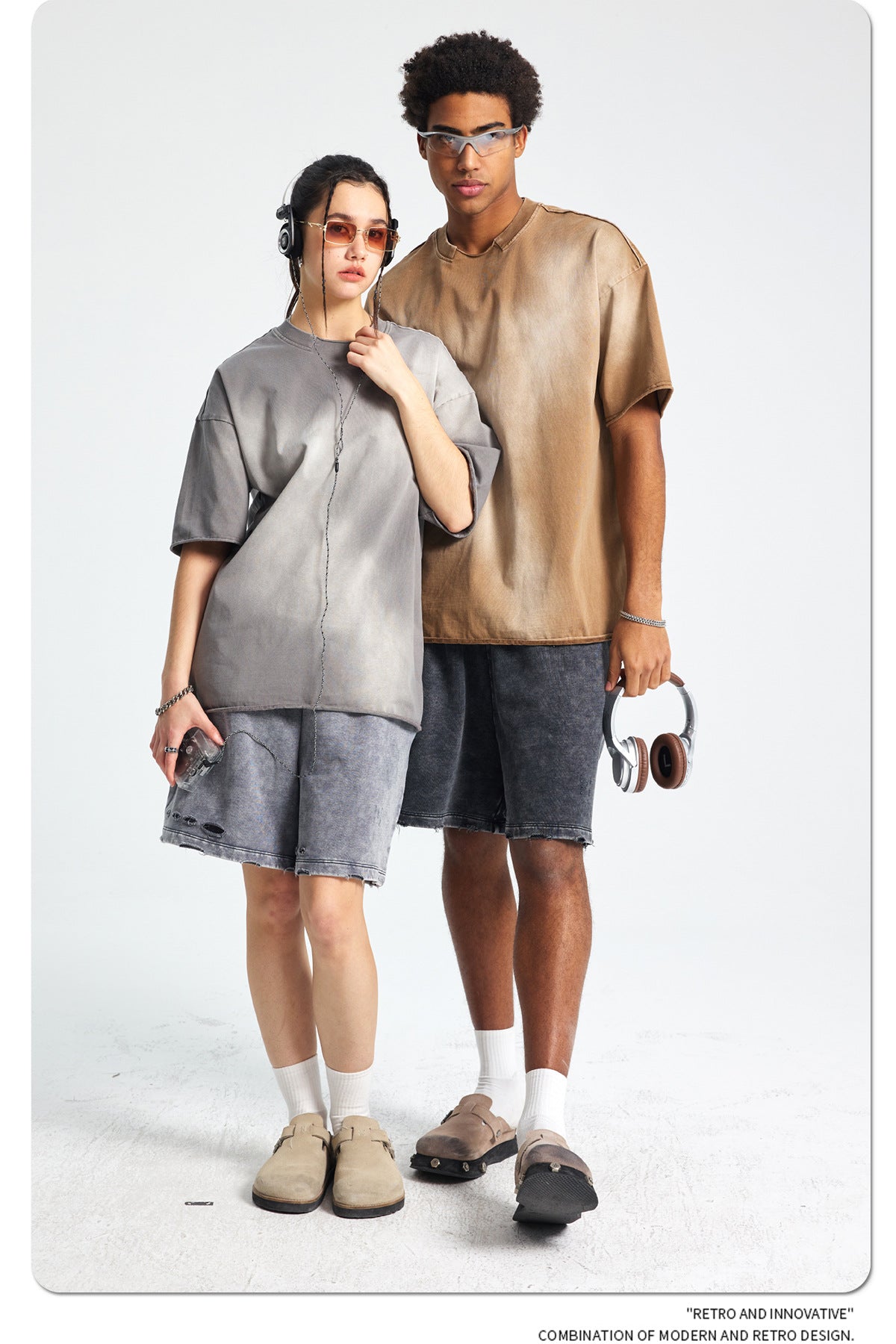 Spray Dye Raw Edge Damage Washed Short Sleeve T-Shirt WN16265