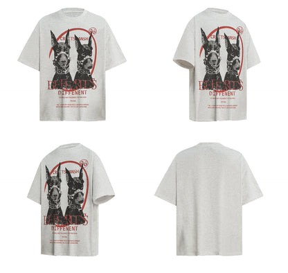 Washed Doberman Print Oversize Short Sleeve T-Shirt WN26230