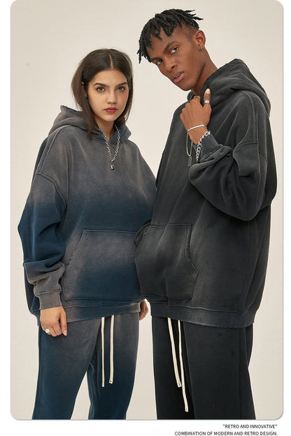 Fleece Lining Spray-dye Damage Oversize Hoodie WN9969-K