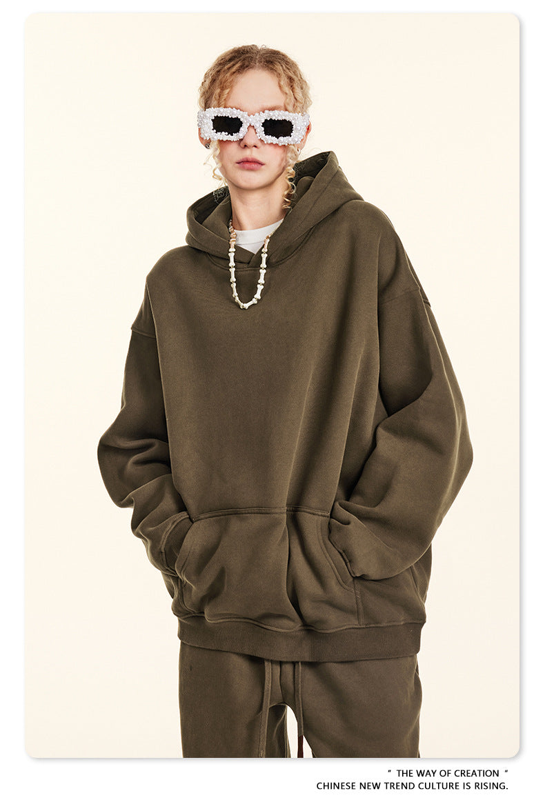 Fleece Lining Oversize Hoodie & Fleece Lining Sweatpants WN9960