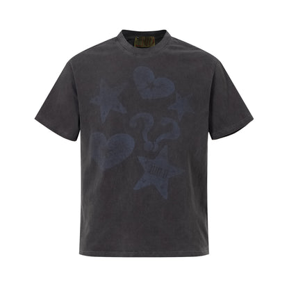 Heart Star Graphic Print Short Sleeve T-Shirt WN23583