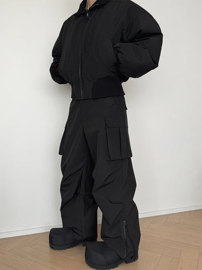 Water-Resistant Pleats Pocket Design Cargo Pants WN15162