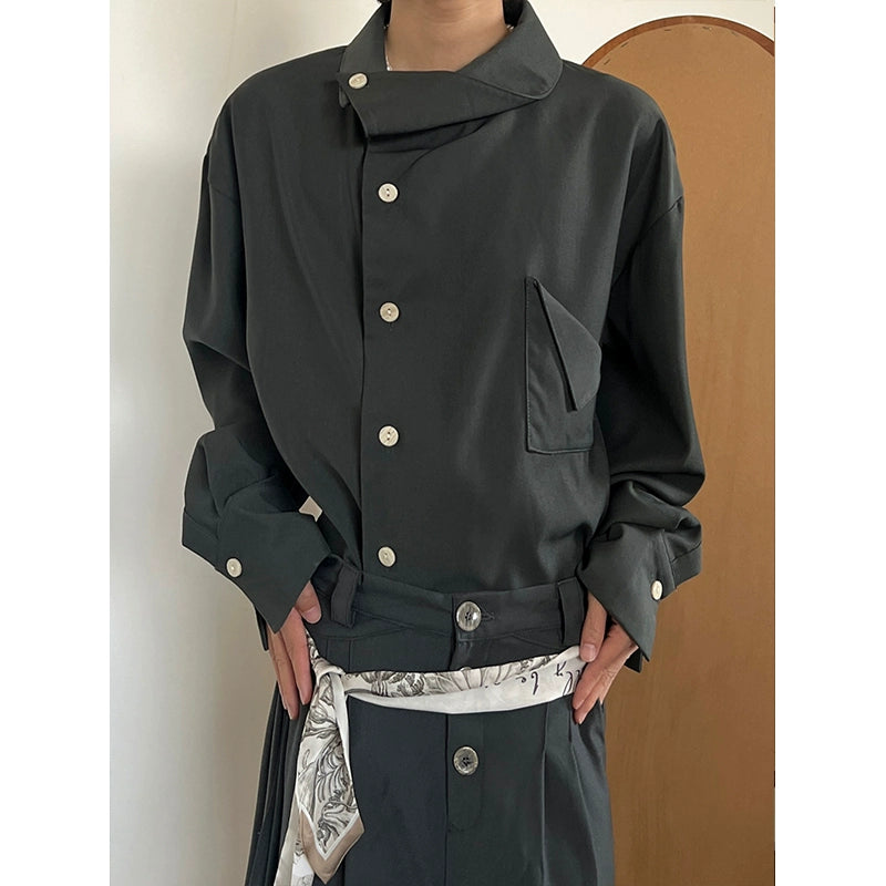 Unique Collar Long Sleeve Shirt WN19949