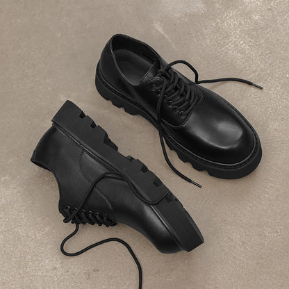 Lace Up Thick Sole PU Leather Shoes WN24570